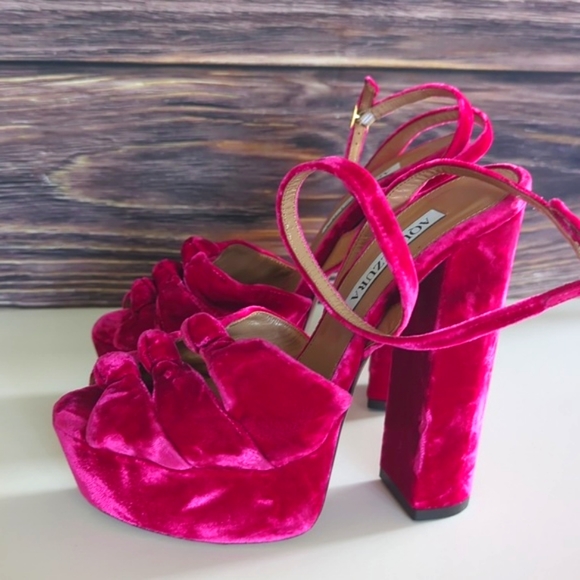 Aquazzura Mira Plateau 140mm Platform Pink Sandals - Picture 6 of 12